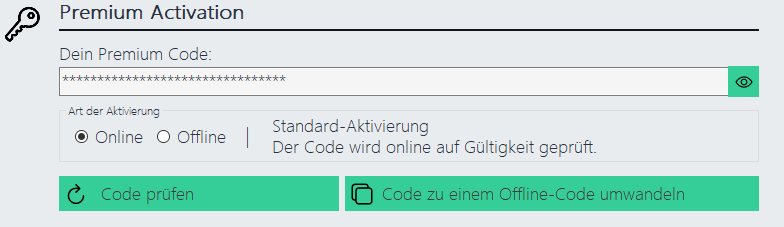 Premium Online Code zu Offline Code umwandeln